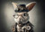 Steampunk bunny portrait by beWhimsy, mirrored rice paper A0 A1 A2 A3 extra large print for decoupage projects