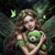 Fairy girl with long hair holding a green teddy bear