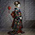 Extra-large printable decoupage artwork of a full-body geisha-style figure in navy and red, with traditional decor elements
