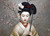 Elegant Japanese geisha art print with cherry blossoms, fine mulberry decoupage paper.