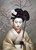 Elegant Japanese geisha art print with cherry blossoms, fine mulberry decoupage paper.