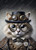 Fantasy steampunk cat illustration with metal gears and Victorian coat — beWhimsy decoupage paper