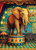 circus elephant standing proudly on stage, colorful vintage decoupage paper