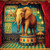 circus elephant standing proudly on stage, colorful vintage decoupage paper