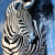 Fantasy artwork of a zebra transported into a strange, structured world where natural instinct meets a surreal graphic universe.
