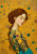 Gold mosaic decoupage rice paper featuring elegant female figure for A0 furniture restoration