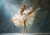 beWhimsy ballet dancer en pointe mid-leap, lifting her leg high as layered tulle swirls around her