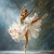 beWhimsy painterly ballet scene showing a dancer rising en pointe, frozen in a moment of quiet strength