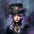 beWhimsy dark fantasy portrait featuring a steampunk woman with gears, roses, and intense violet tones