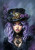 beWhimsy steampunk portrait of a woman with violet hair wearing a clockwork top hat and lace collar