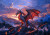 Mythic fire dragon in dramatic mountain landscape