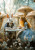 beWhimsy extra large decoupage paper rice paper A0 Alice in Wonderland scene with Alice and the White Rabbit having tea among giant mushrooms mirrored option