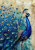 beWhimsy extra large furniture transfer rice paper A0 detailed royal peacock with full blue teal feather display and gold decorative background mirrored option