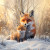 beWhimsy extra large furniture transfer A0 red fox and fox cub standing in winter snow with soft golden light rice paper mirrored option