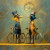 Mirrored option Conflicting Reports vintage avian cyclist rice paper, large scale furniture upcycling art, beWhimsy aesthetic.