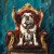 beWhimsy Herbert English Bulldog decoupage furniture transfer on ornate gold throne for DIY.