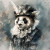 beWHIMSY Steampunk Panda decoupage furniture transfer with clockwork top hat and lace ruff.