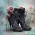 beWHIMSY Laces victorian boot decoupage furniture transfer with lavender peonies and black lace.