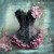 Large scale beWHIMSY dusty pink and charcoal art for a professional, high-end furniture finish.