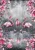 Vibrant magenta and rose pink tones contrasted sharply against a moody charcoal, concrete gray, and slate background with fine black splatters.