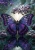 beWHIMSY Velvet Amethyst decoupage paper featuring a large purple emperor butterfly with open wings reflecting over water.