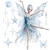 A product layout image showing the complete Glacia the Ice Fairy decal set on a plain white background, featuring an elegant winter fairy with crystalline ice wings in a ballet pose, an ice wand, a frozen butterfly, a winter orb, and multiple ice-textured star stickers.