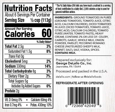 Pink Vodka Sauce DeLallo