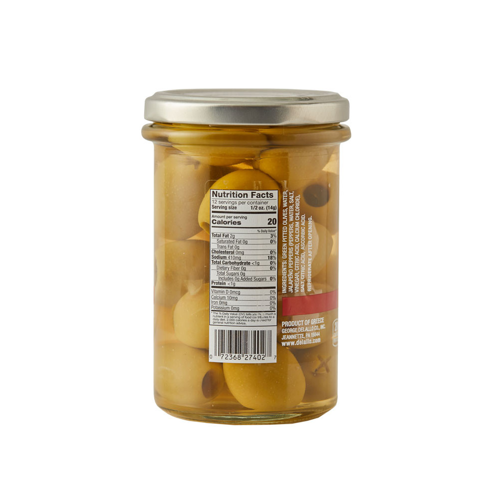 Jalapeño Stuffed Green Greek Olives DeLallo