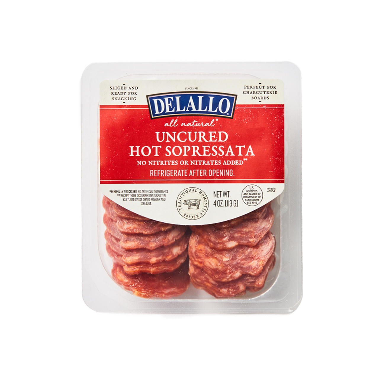 All Natural Uncured Hot Sopressata (Slices) DeLallo