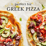 Olives pictured on Greek pizza