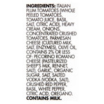Ingredient list of Spicy Vodka Sauce