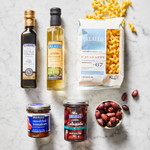 Assorted DeLallo pasta salad ingredient products