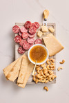 Overview of Fig, Cheese, and Nut Gift Basket focaccia