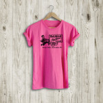 Pink t-shirt with black DeLallo Italian Food logo
