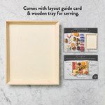 Comes with layout guide card & wooden tray for serving