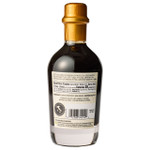 Back of bottle of balsamic vinegar in bottle
