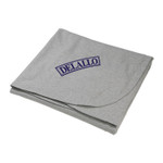 Grey Blanket with Logo in Corner view 2