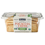 Side view of DeLallo Organic Focaccia Thins Rosemary.