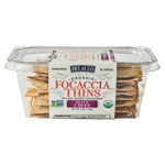 Side view of DeLallo Organic Focaccia Thins Olive & Herb.