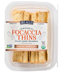 Top View of DeLallo Organic Focaccia Thins Garlic Parmesan.