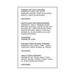 Ingredients for each spice included with Dipping Spice shaker