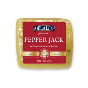 A front image of our Pepper Jack Cheese Wedge.