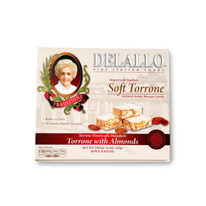 Front image of our box of Italian Soft Torrone Nougat Candy.