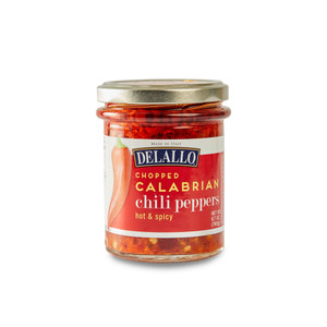 Product image of chopped calabrian peppers in a jar