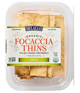 Top View of DeLallo Organic Focaccia Thins Chive.