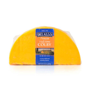 A front image of our Colby Half Moon Cheese Wedge.