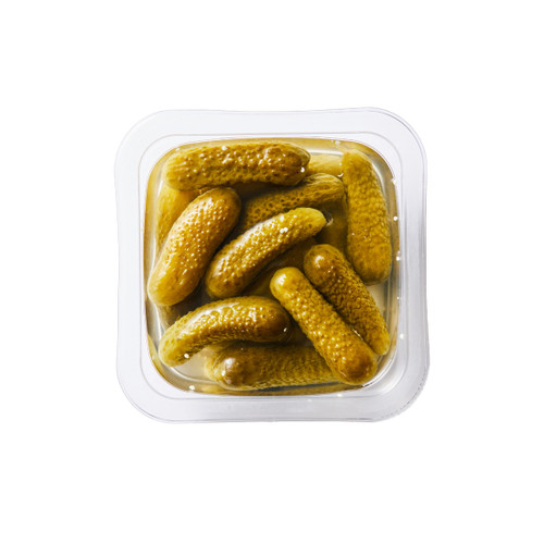 A top view of the container of our Cornichons.