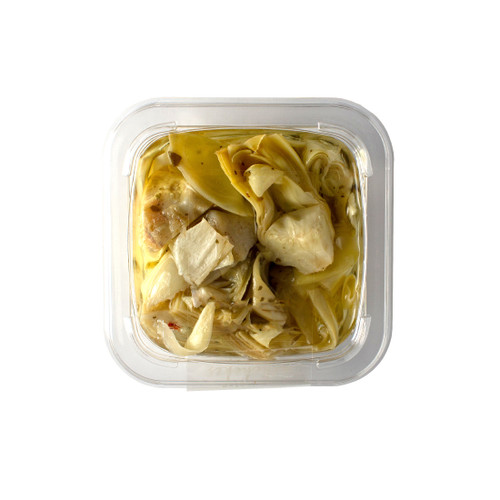 A picture of the top of our container of Quartered Artichokes with no lid.