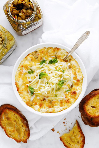 Artichoke & Olive Bruschetta Hot Cheese Dip