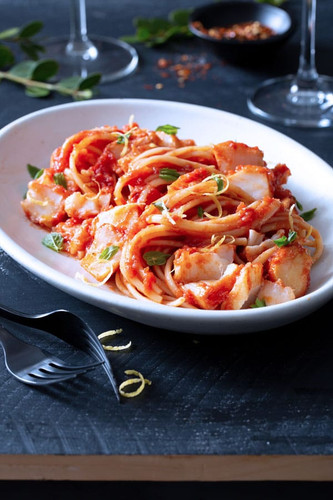 Baccalà Tomato Sauce with Linguine Baccalà Tomato Sauce with Linguine